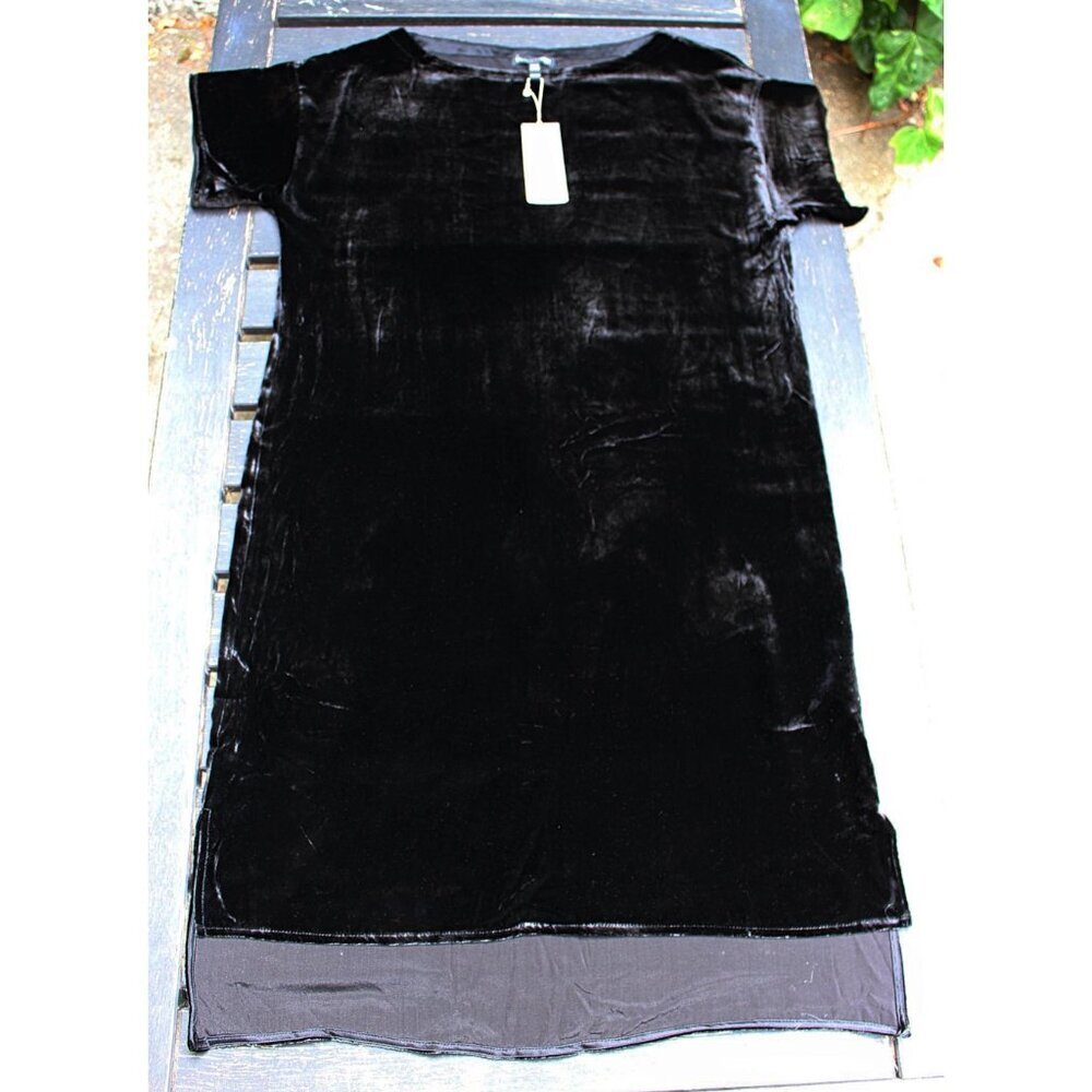 New w/Tags Eileen Fisher - Bateau Neck Velvet Shift Dress in Black, XS fits Med - Picture 4 of 12